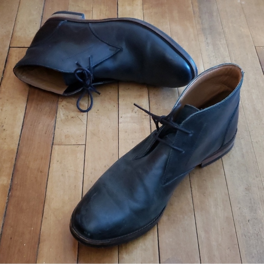 Clark's Men's Leather Lace-Up Ankle Chukka Boots Black Size 9.5